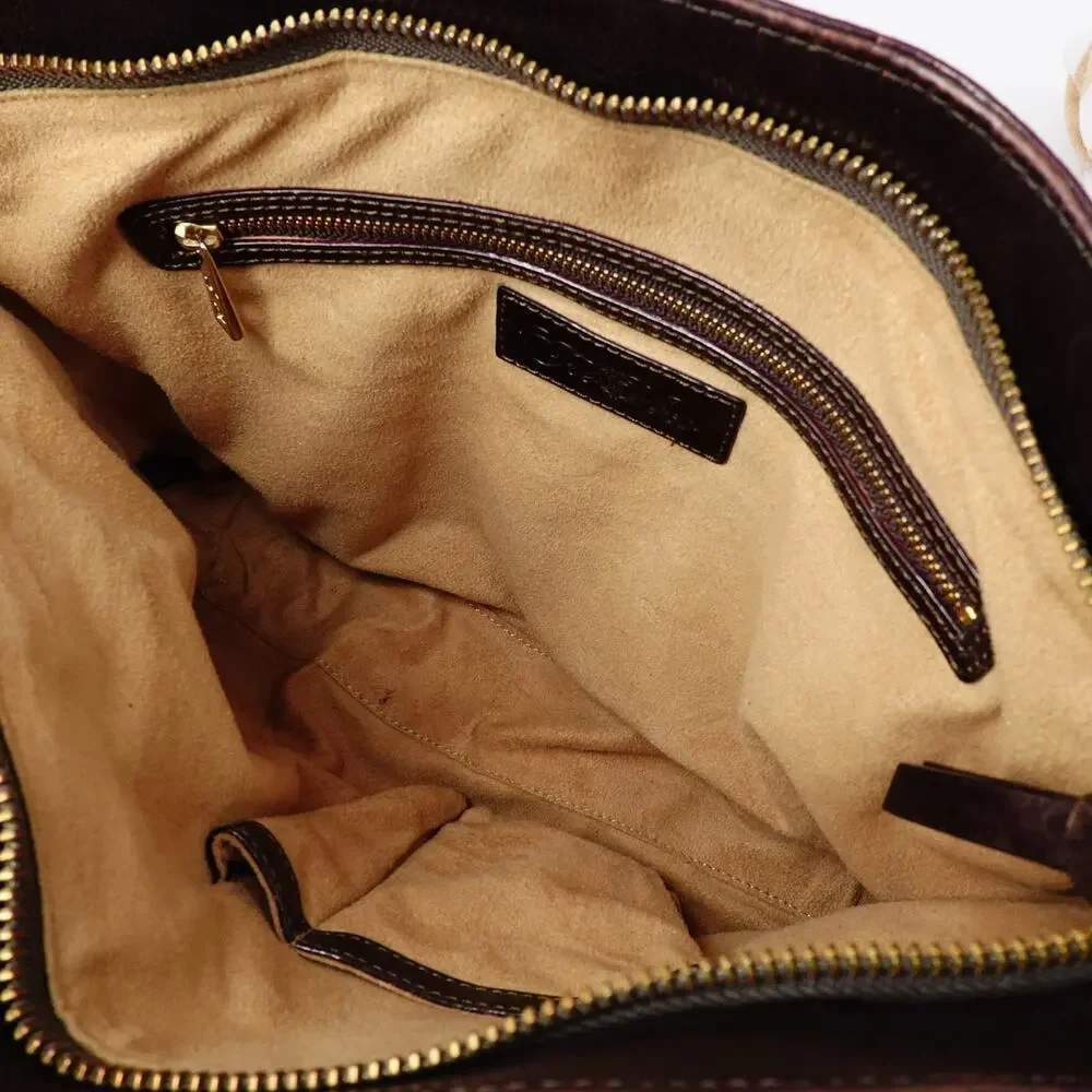 Tre Vero Karung Chain Shoulder Bag‎ Womens Brown Animal Print 80s Retro